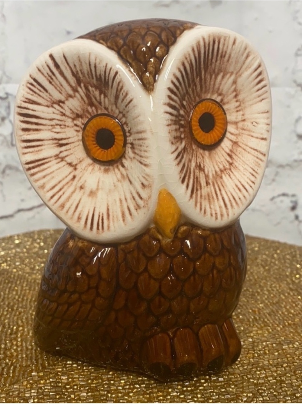 Vintage boho mid century Ceramic Owl Figurine